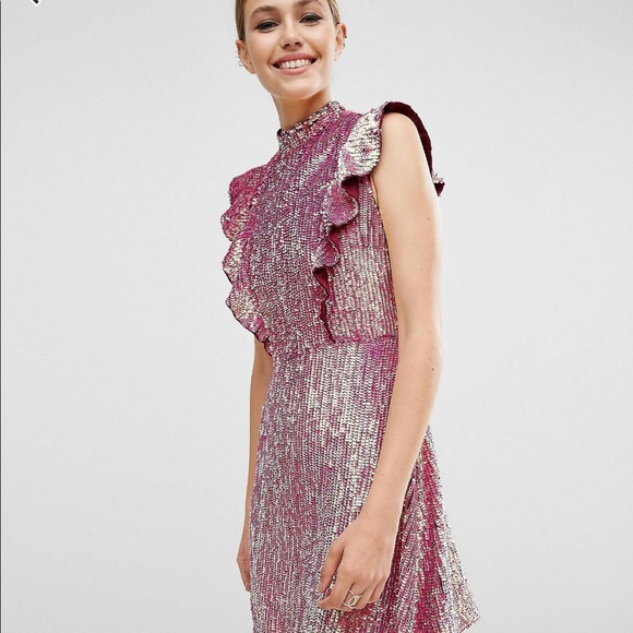⭐️ ASOS Pink Sequin Ruffle Dress - Picture 8 of 10